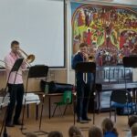 Bone-afide Trombone Quartet play to over 300 local children over 2 days. Here at St Mary's Academy